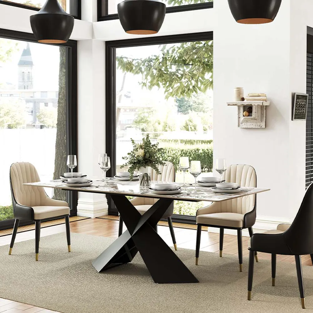 Rectangular Glossy Sintered Stone Dining Table