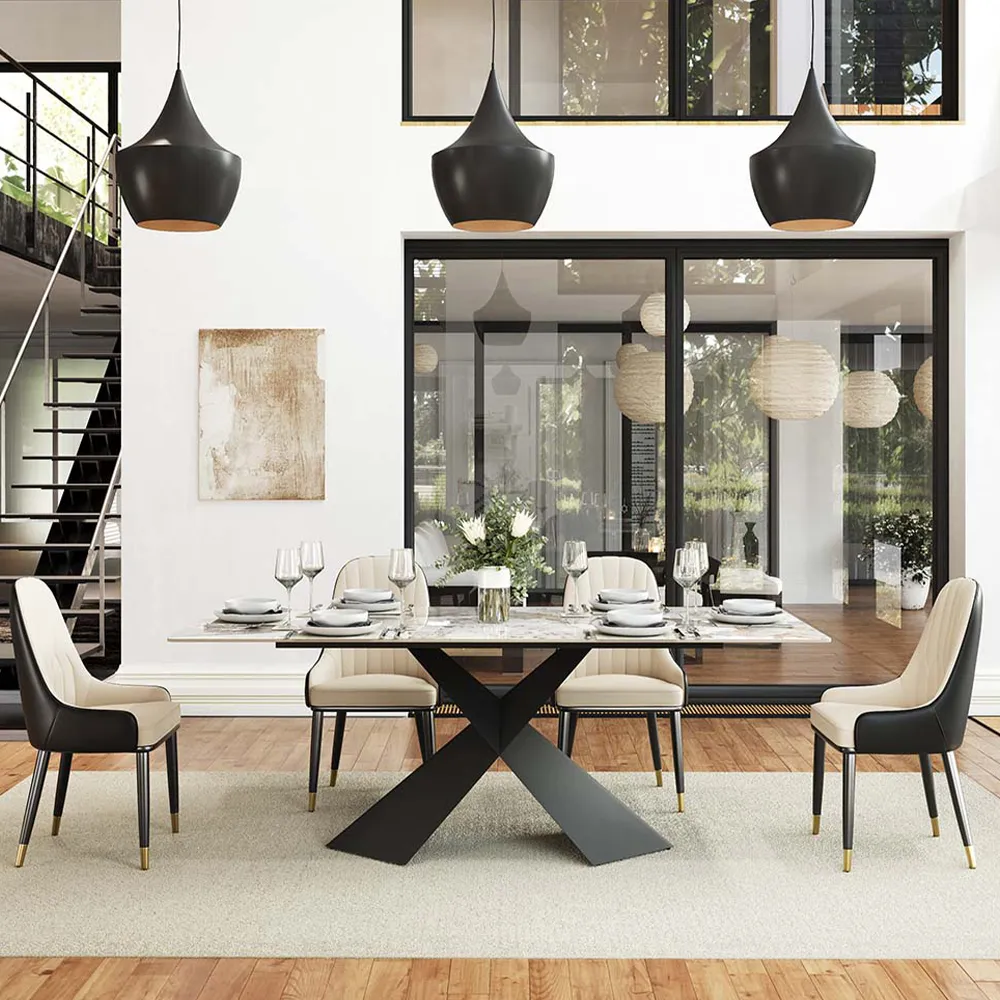 Rectangular Glossy Sintered Stone Dining Table