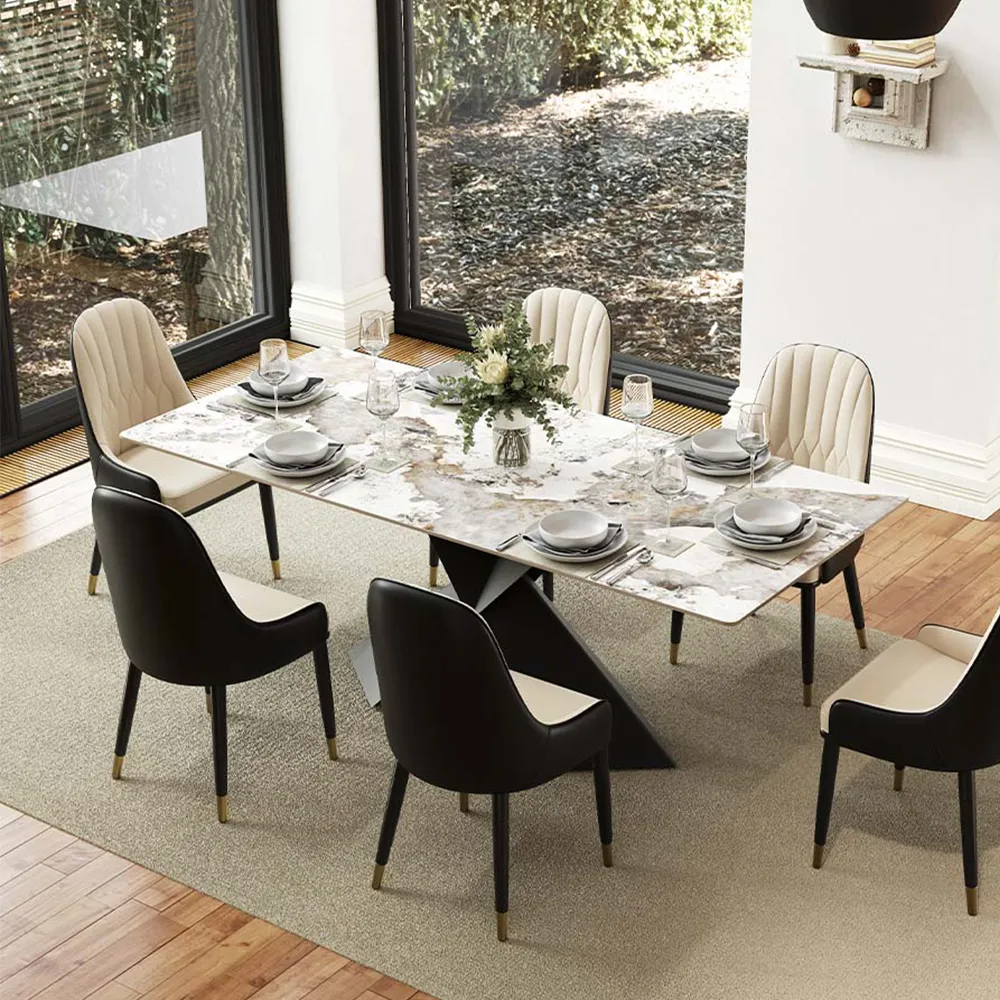 Rectangular Glossy Sintered Stone Dining Table