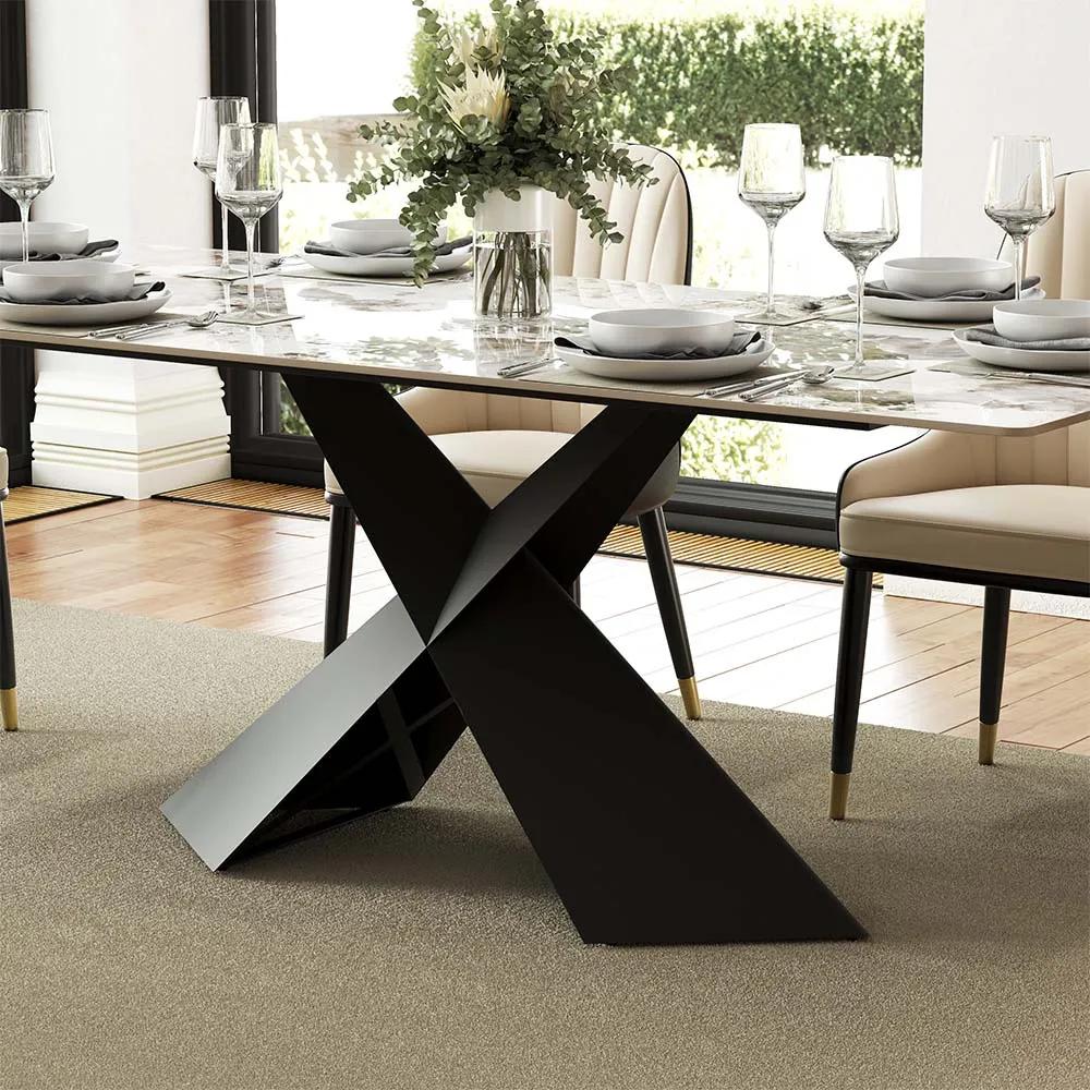 Rectangular Glossy Sintered Stone Dining Table