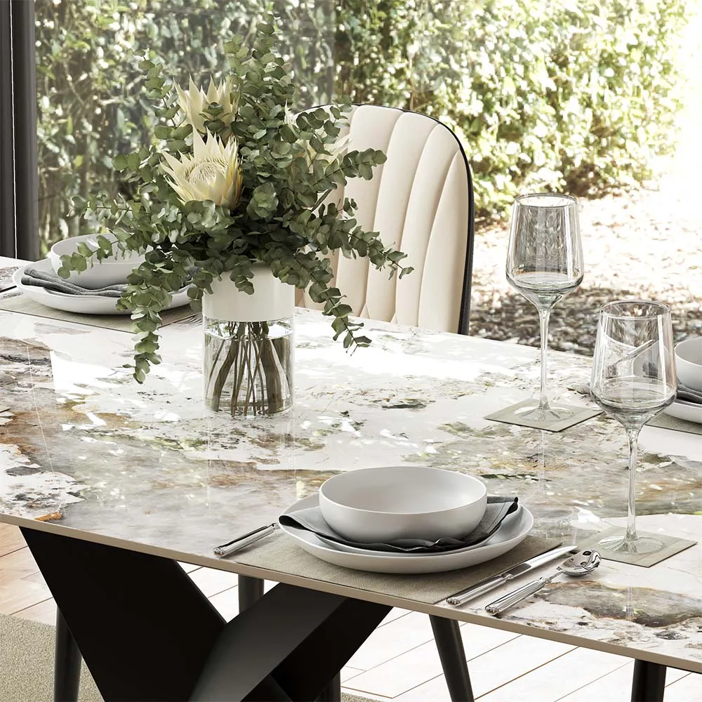 Rectangular Glossy Sintered Stone Dining Table
