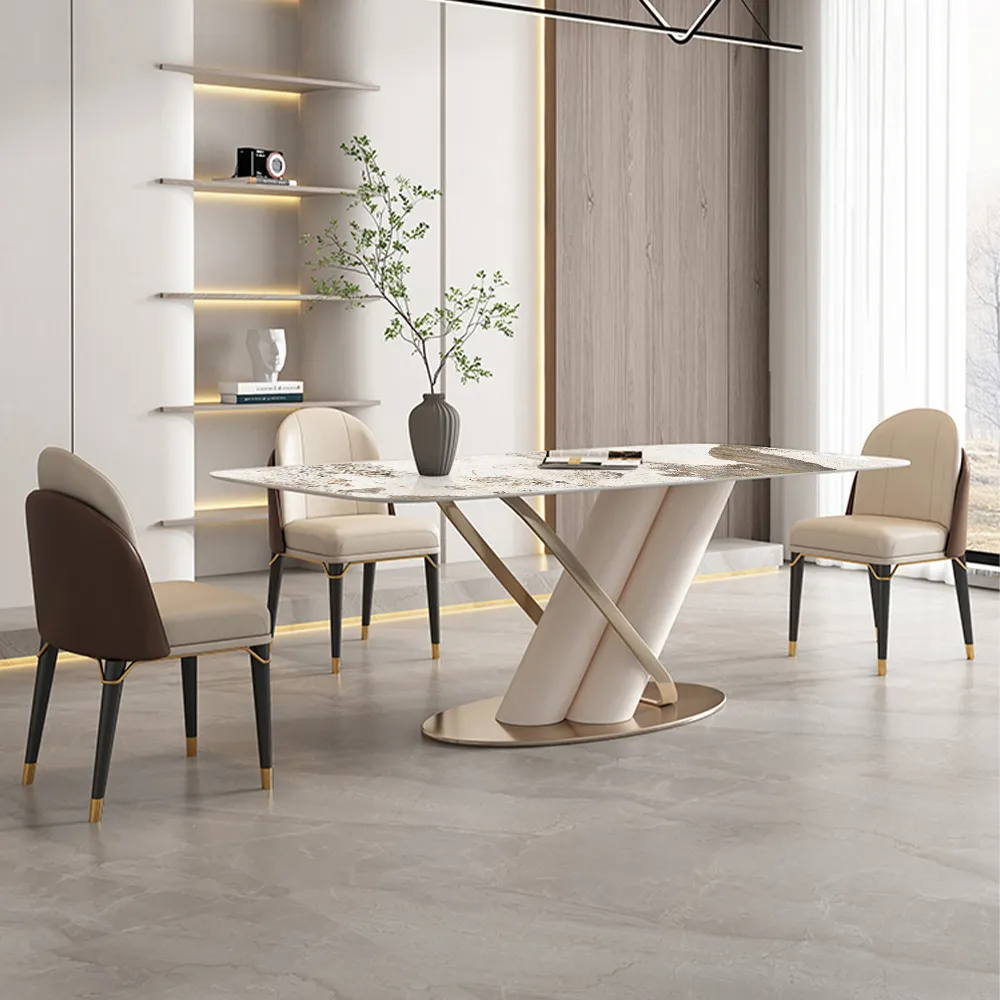 Modern Gold Pedestal Kitchen Table