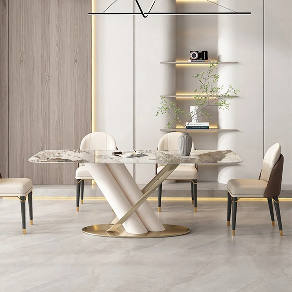 Modern Gold Pedestal Kitchen Table