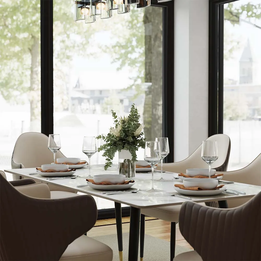 Rectangular Glossy Sintered Stone Dining Table