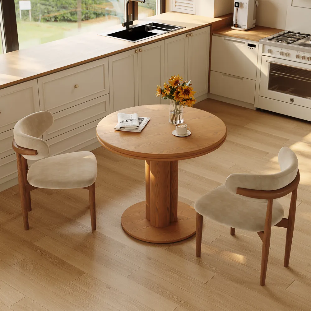 Round Wooden Small Dining Table with Pedestal Base Round Wooden Small Dining Table with Pedestal Base