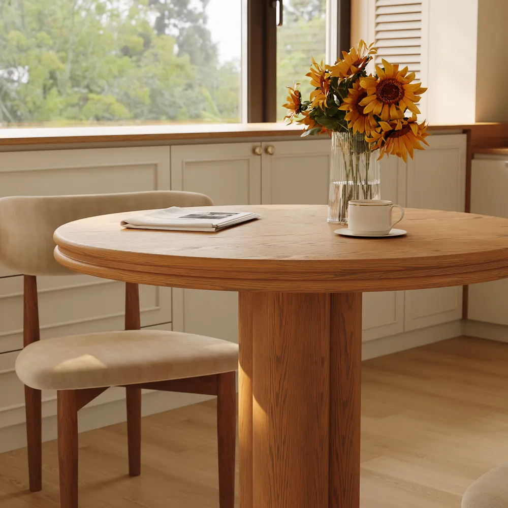 Round Wooden Small Dining Table with Pedestal Base Round Wooden Small Dining Table with Pedestal Base