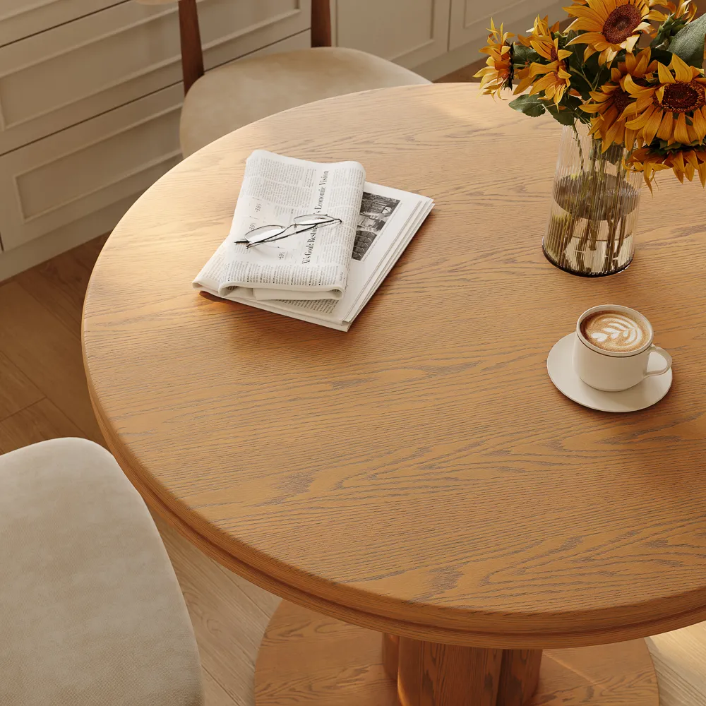 Round Wooden Small Dining Table with Pedestal Base Round Wooden Small Dining Table with Pedestal Base