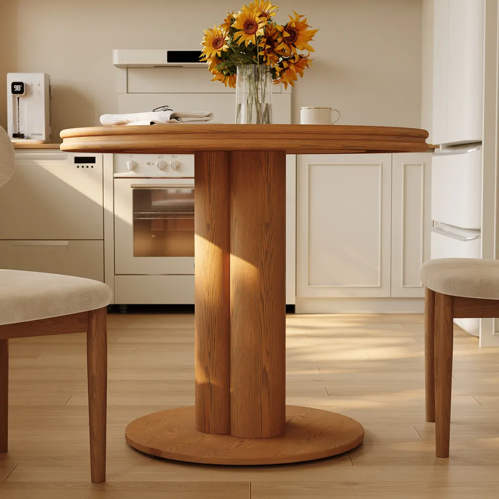 Round Wooden Small Dining Table with Pedestal Base Round Wooden Small Dining Table with Pedestal Base
