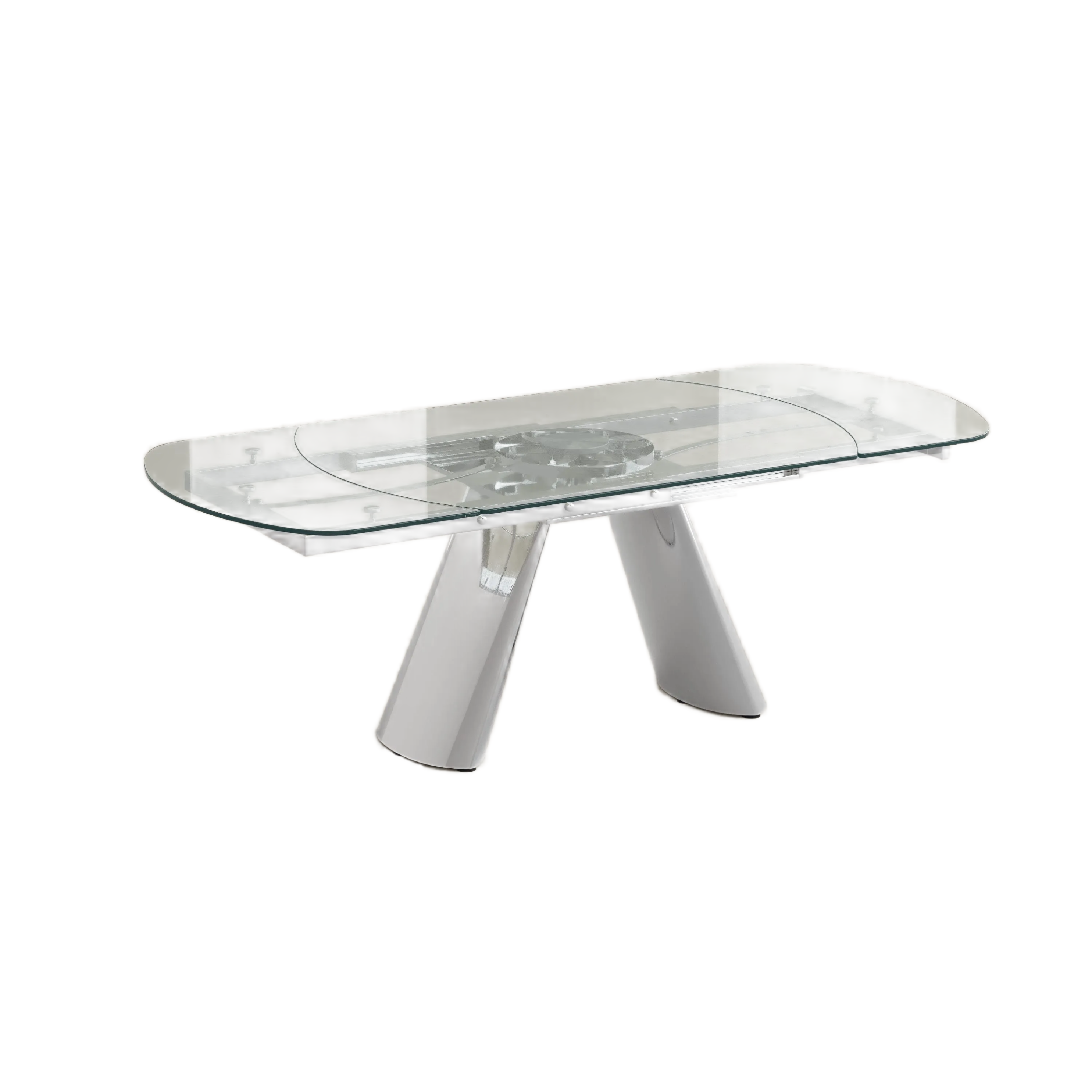 Modern Clear Glass Extendable Dining Table