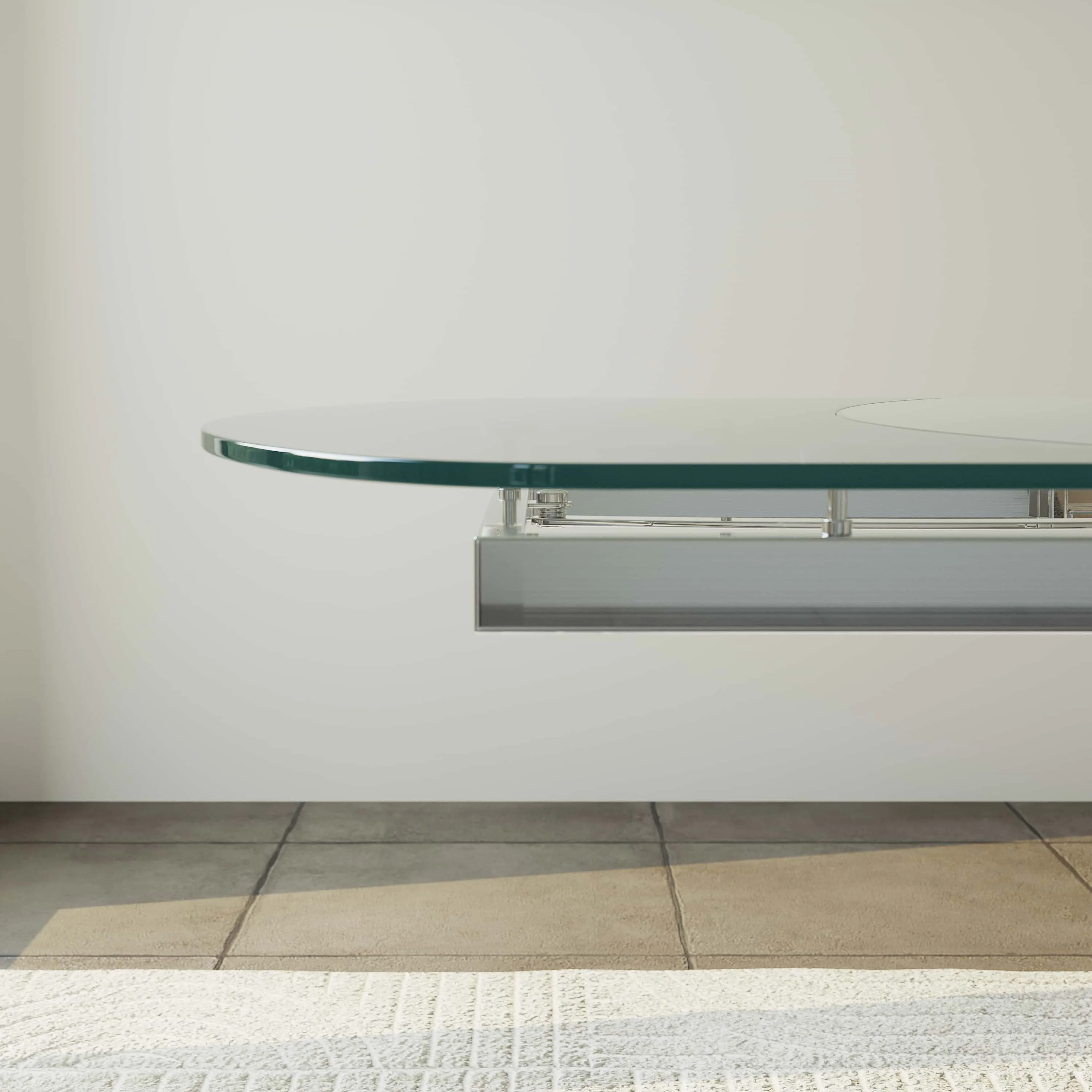 Modern Clear Glass Extendable Dining Table