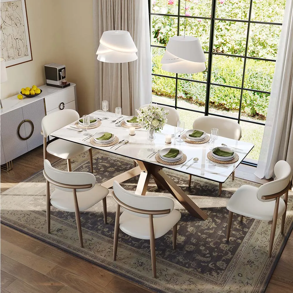 Rectangular Glossy Sintered Stone Dining Table Rectangular Glossy Sintered Stone Dining Table