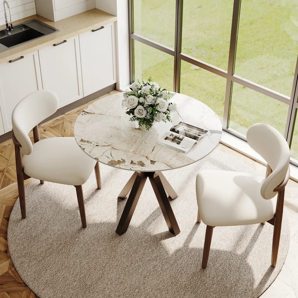 Round Pandora Glossy Sintered Stone Bistro Table Round Pandora Glossy Sintered Stone Bistro Table