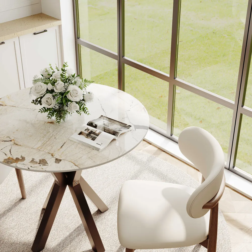 Round Pandora Glossy Sintered Stone Bistro Table Round Pandora Glossy Sintered Stone Bistro Table
