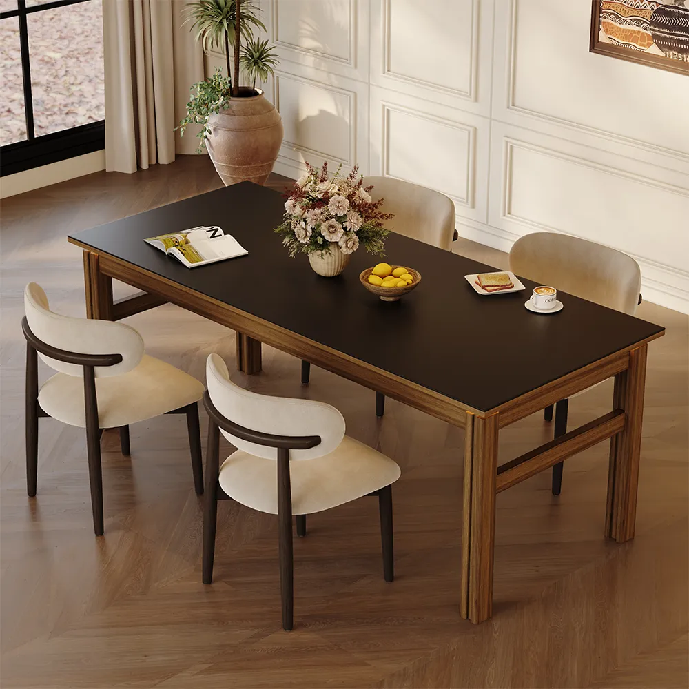 Modern LED Light Strip Dining Table With Storage
