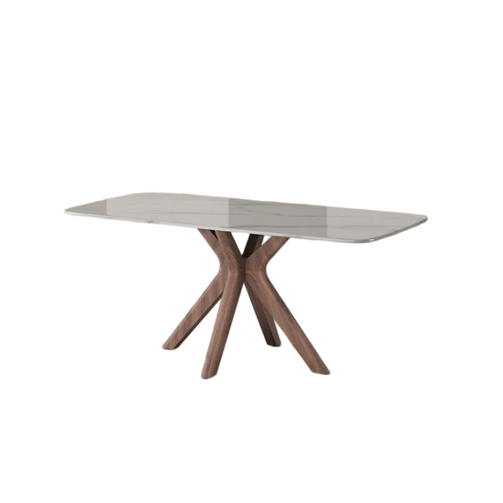 Rectangular Faux Marble Dining Table