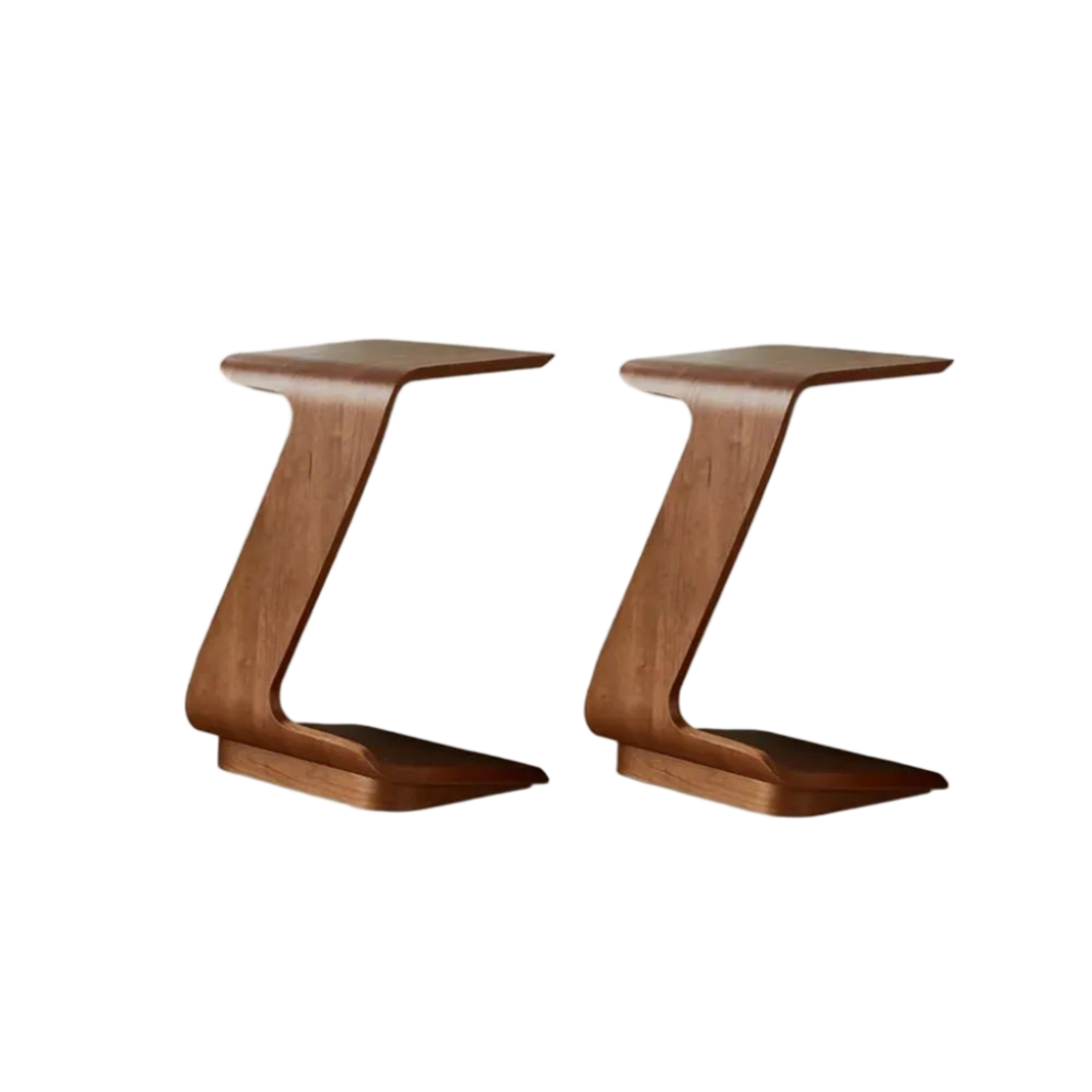 Modern C-Shaped Side Table with Wheels