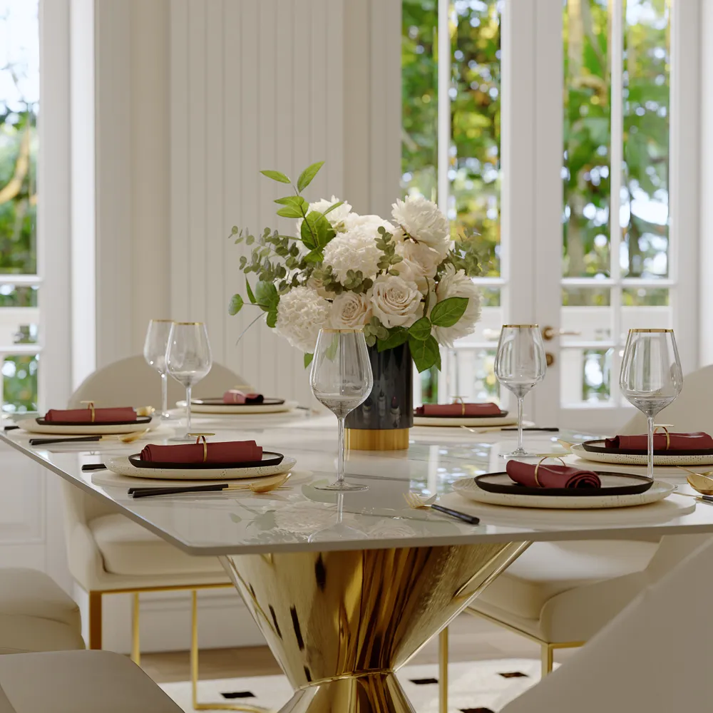 Modern White Sintered Stone Dining Table Modern White Sintered Stone Dining Table