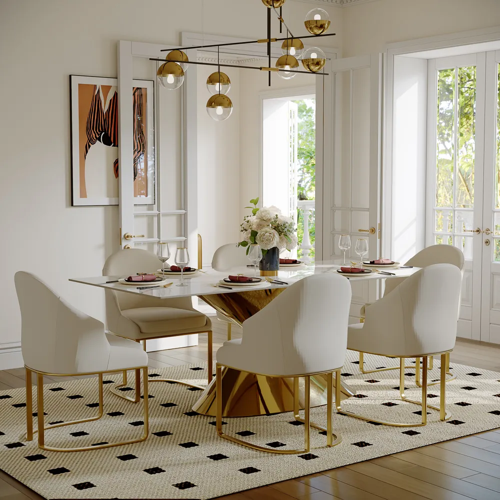 Modern White Sintered Stone Dining Table Modern White Sintered Stone Dining Table