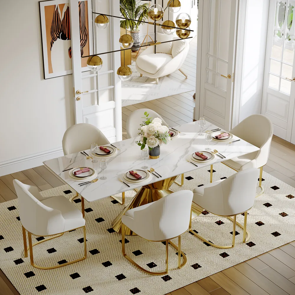 Modern White Sintered Stone Dining Table Modern White Sintered Stone Dining Table