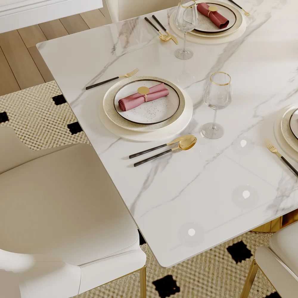 Modern White Sintered Stone Dining Table Modern White Sintered Stone Dining Table