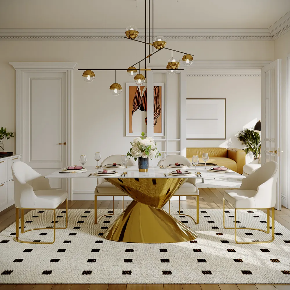 2026050602012Modern White Sintered Stone Dining Table978 Modern White Sintered Stone Dining Table