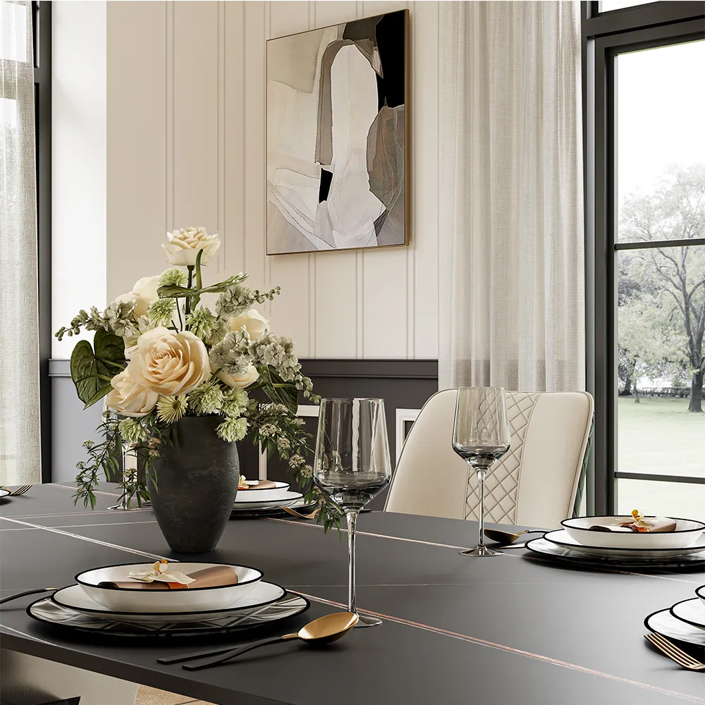Modern Black Sintered Stone Dining Table Modern Black Sintered Stone Dining Table
