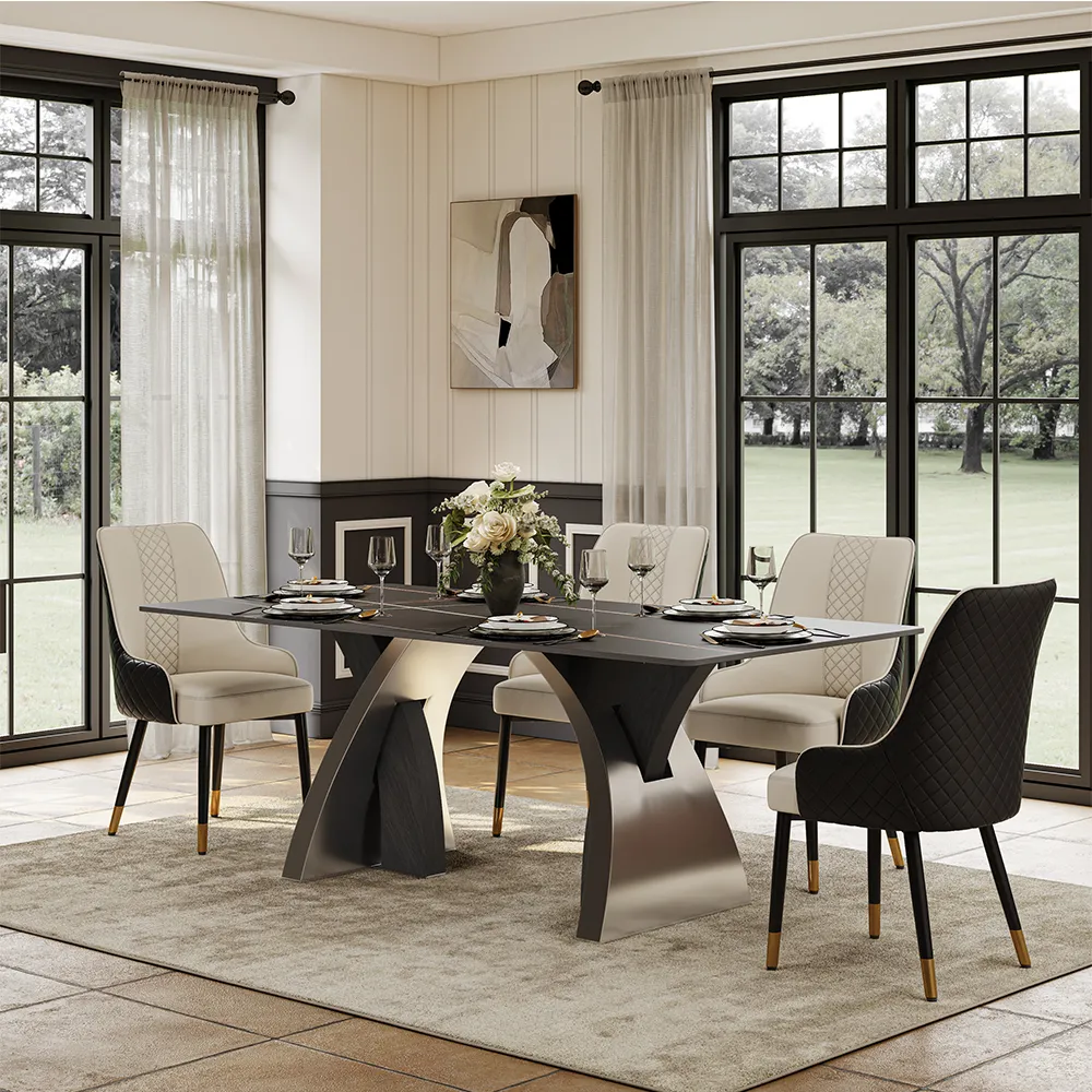 Modern Black Sintered Stone Dining Table Modern Black Sintered Stone Dining Table