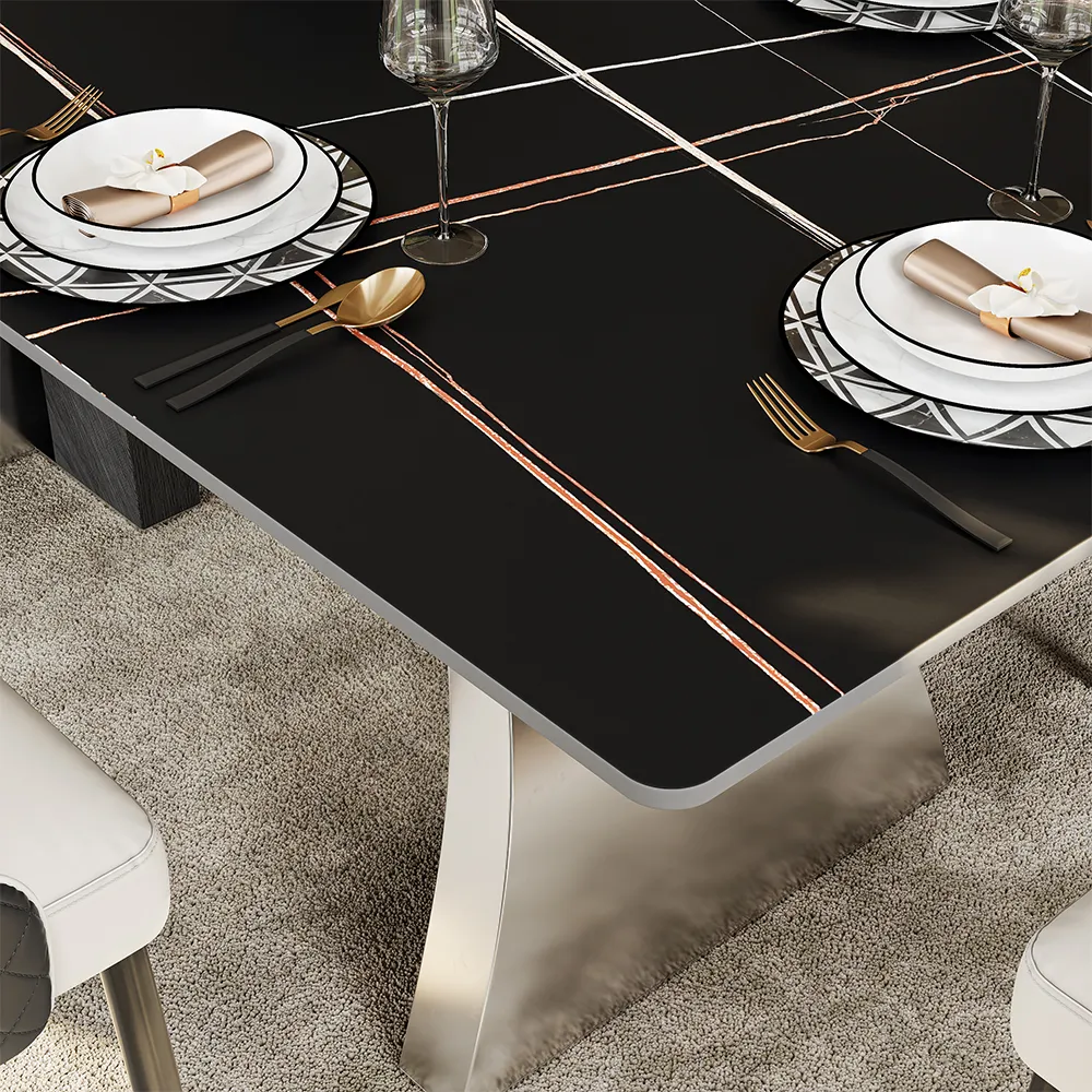 Modern Black Sintered Stone Dining Table Modern Black Sintered Stone Dining Table