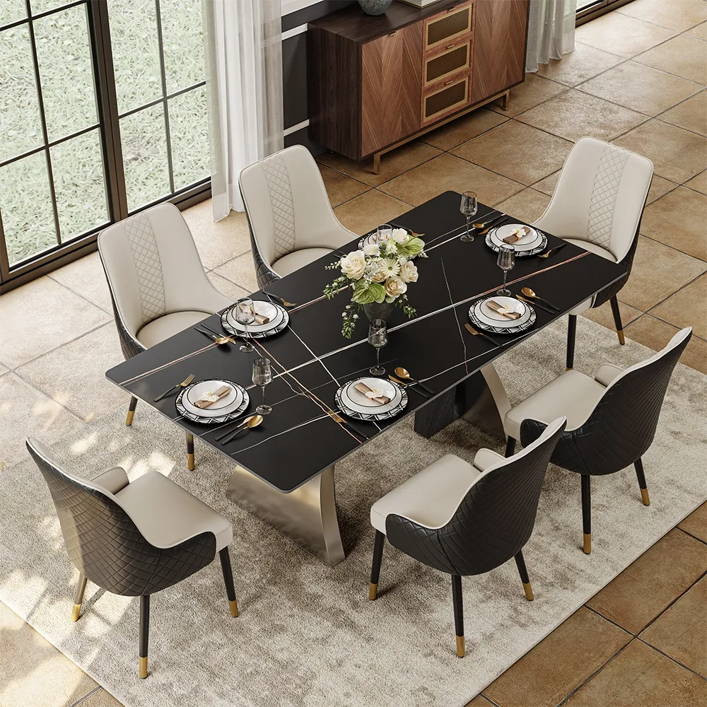 Modern Black Sintered Stone Dining Table Modern Black Sintered Stone Dining Table