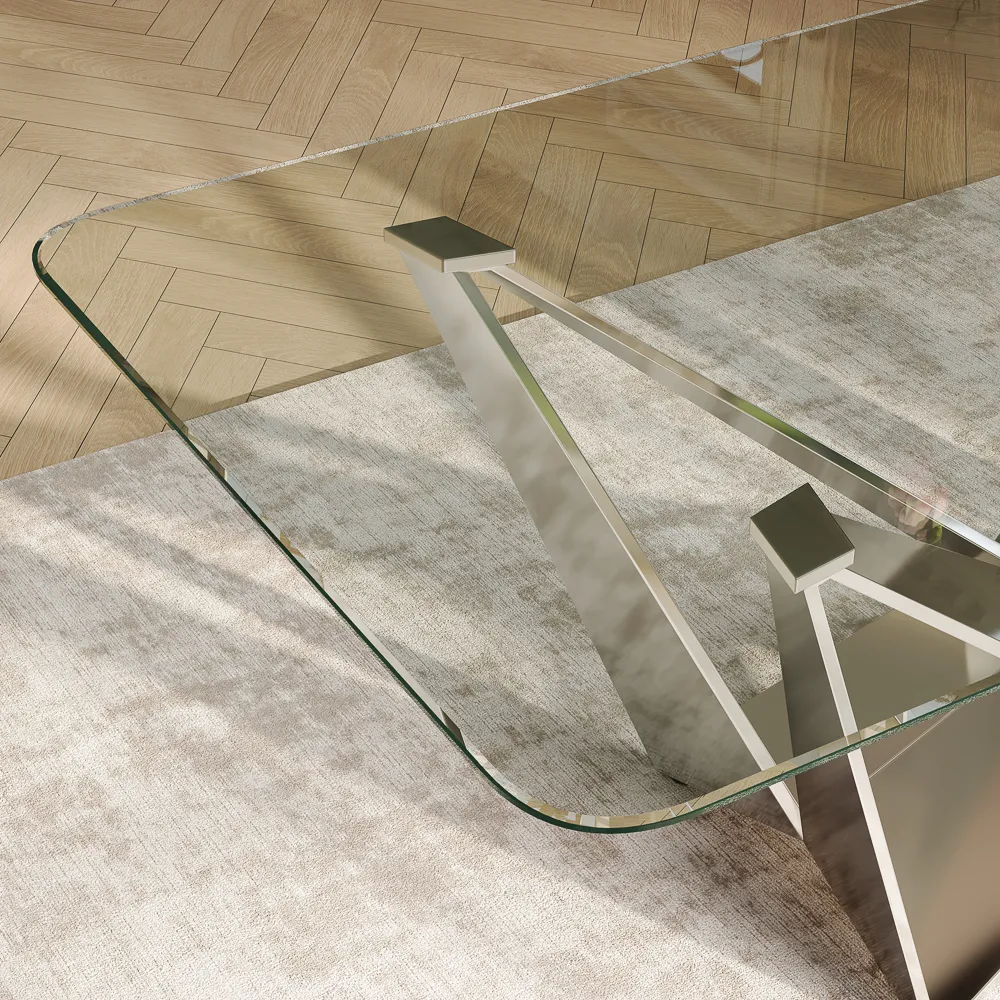 Modern Clear Glass Dining Table 