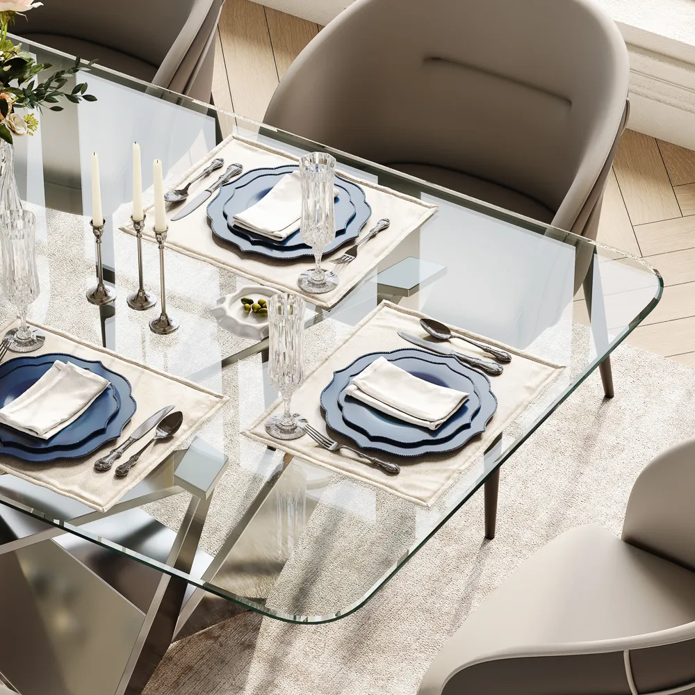 Modern Clear Glass Dining Table 