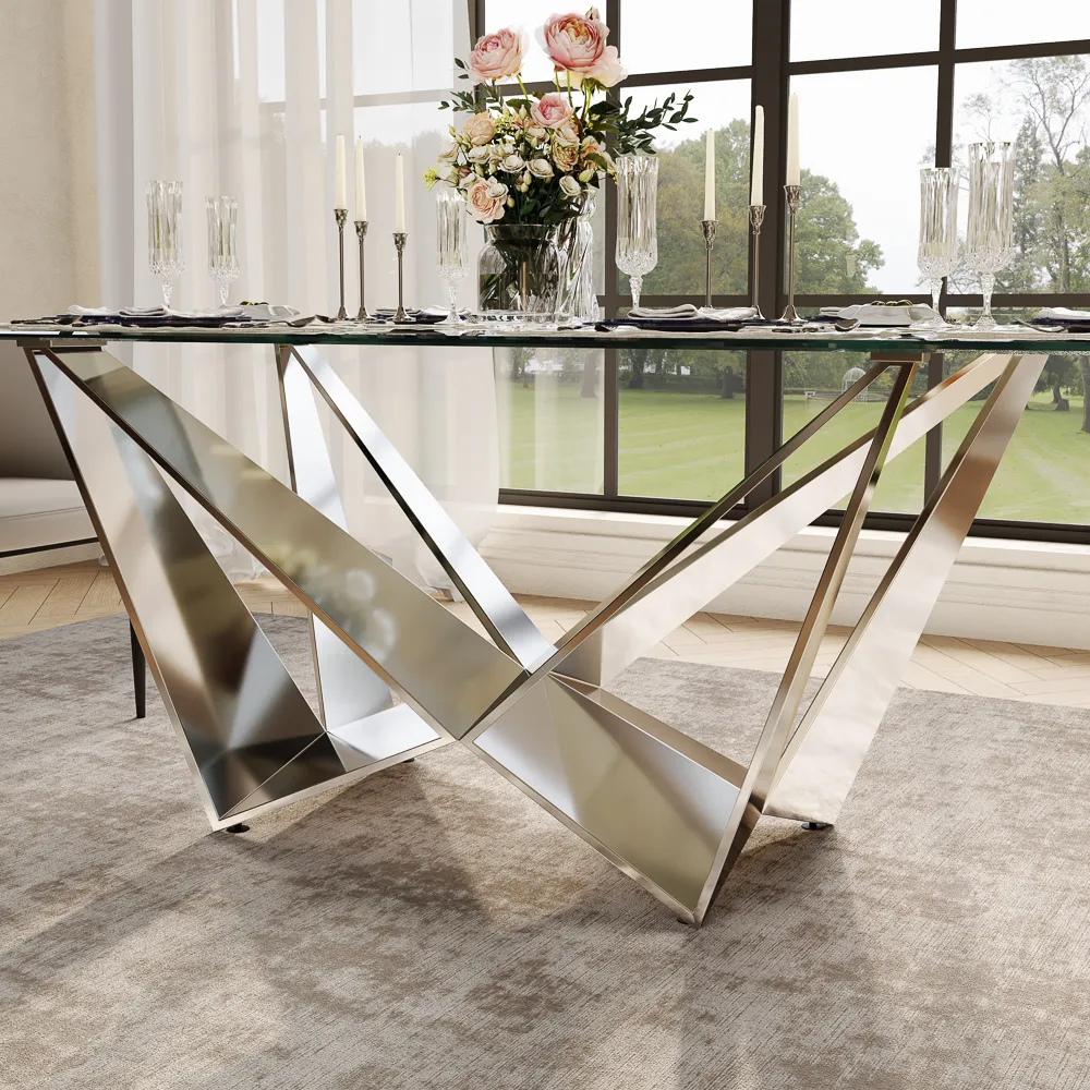 Modern Clear Glass Dining Table 