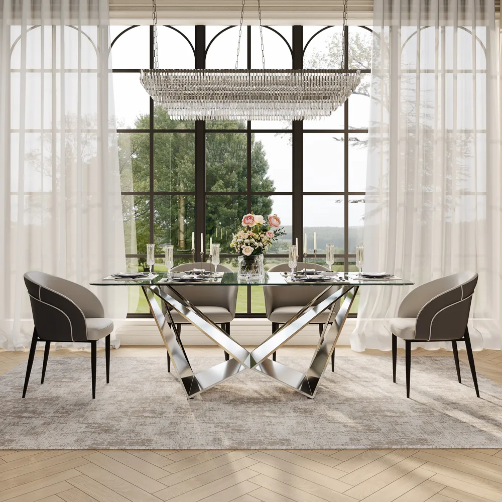 Modern Clear Glass Dining Table 