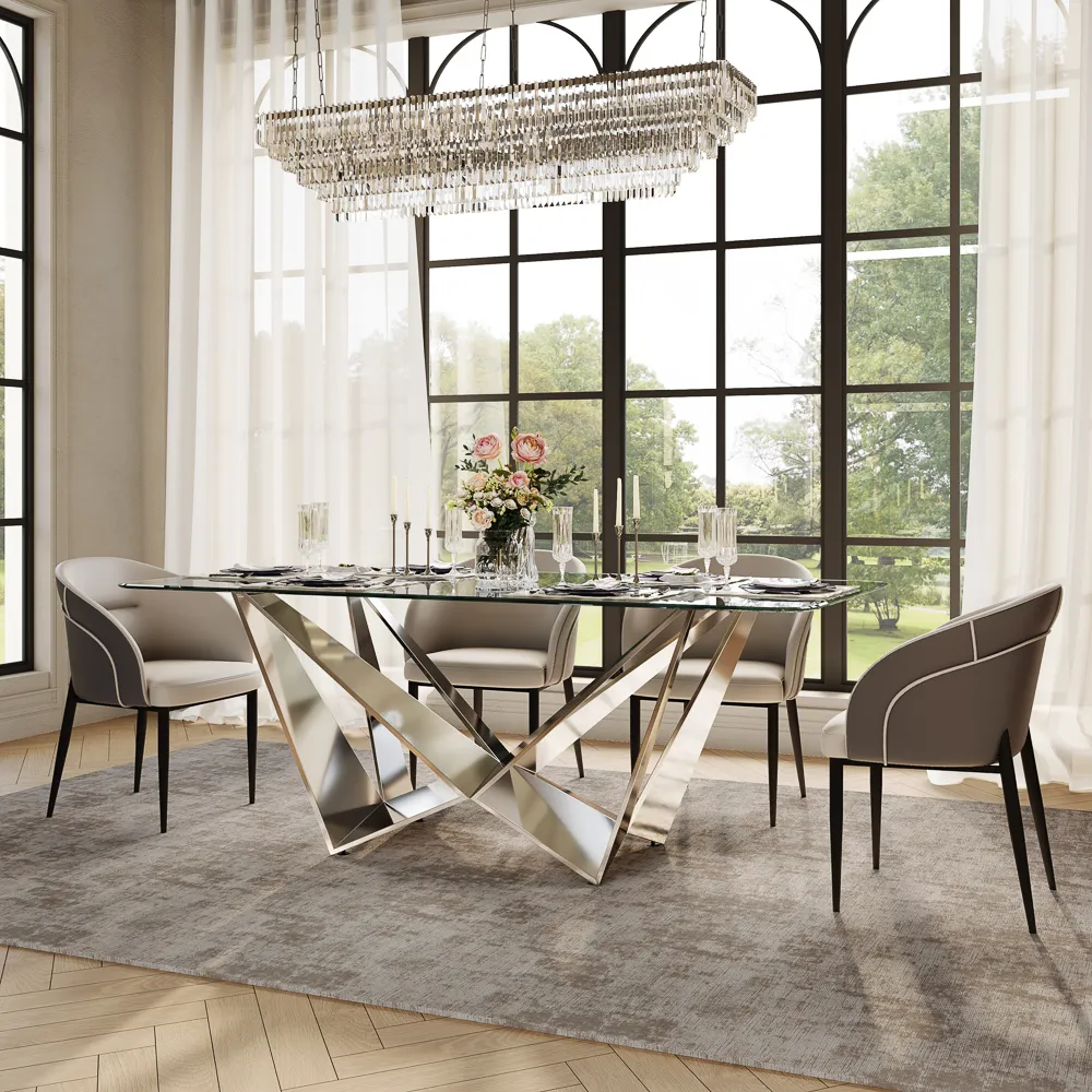Modern Clear Glass Dining Table 