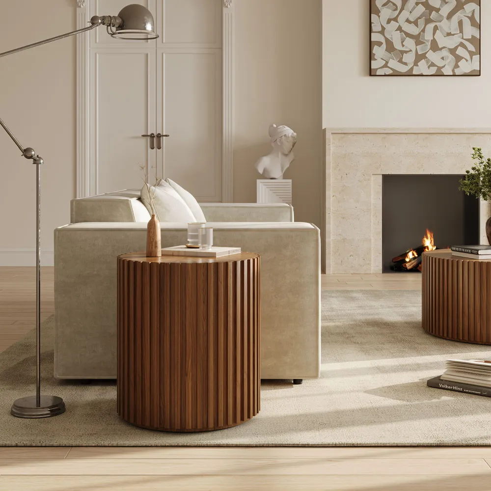 Fluted Round End Table