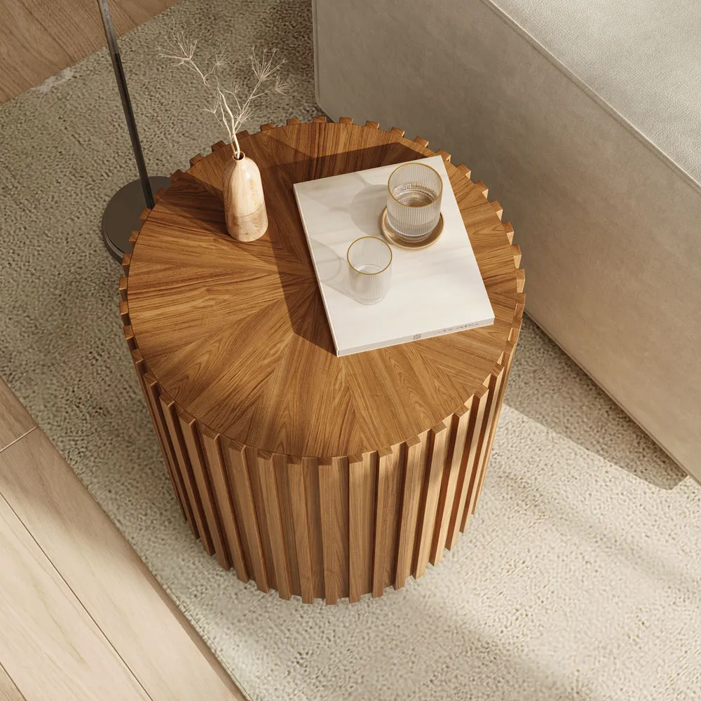 Fluted Round End Table