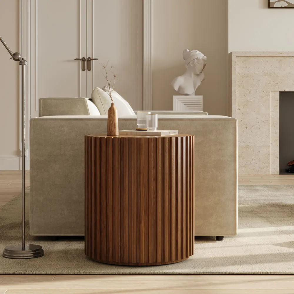 Fluted Round End Table