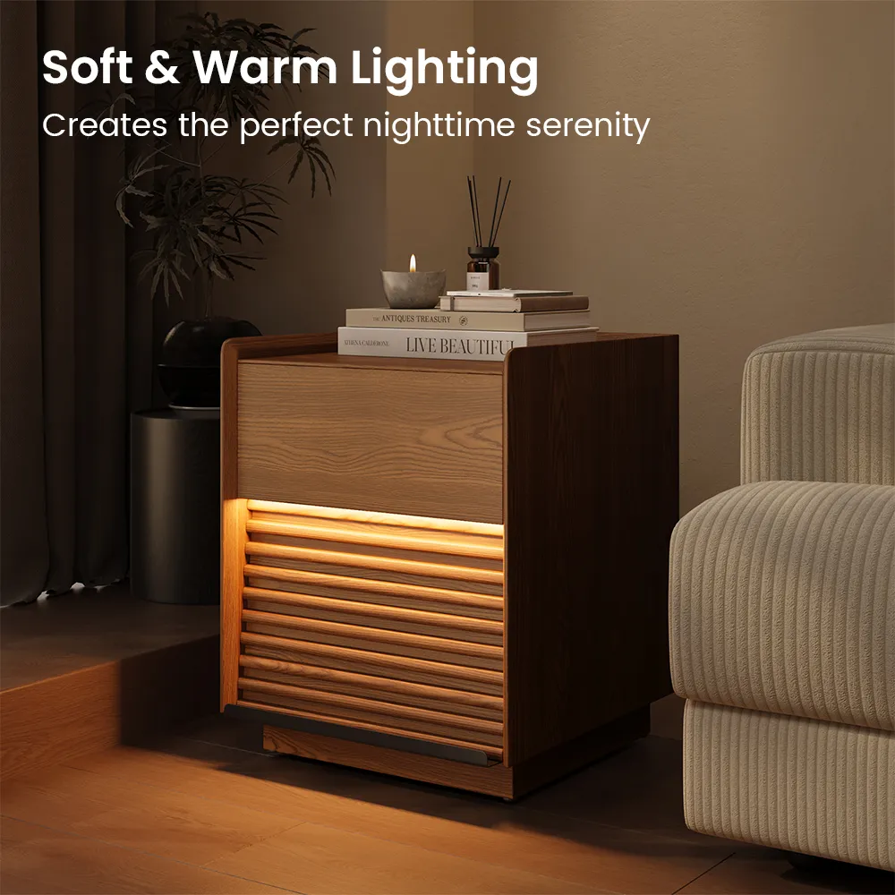 Mid-Century Modern Square Side Table with Light Mid-Century Modern Square Side Table with Light