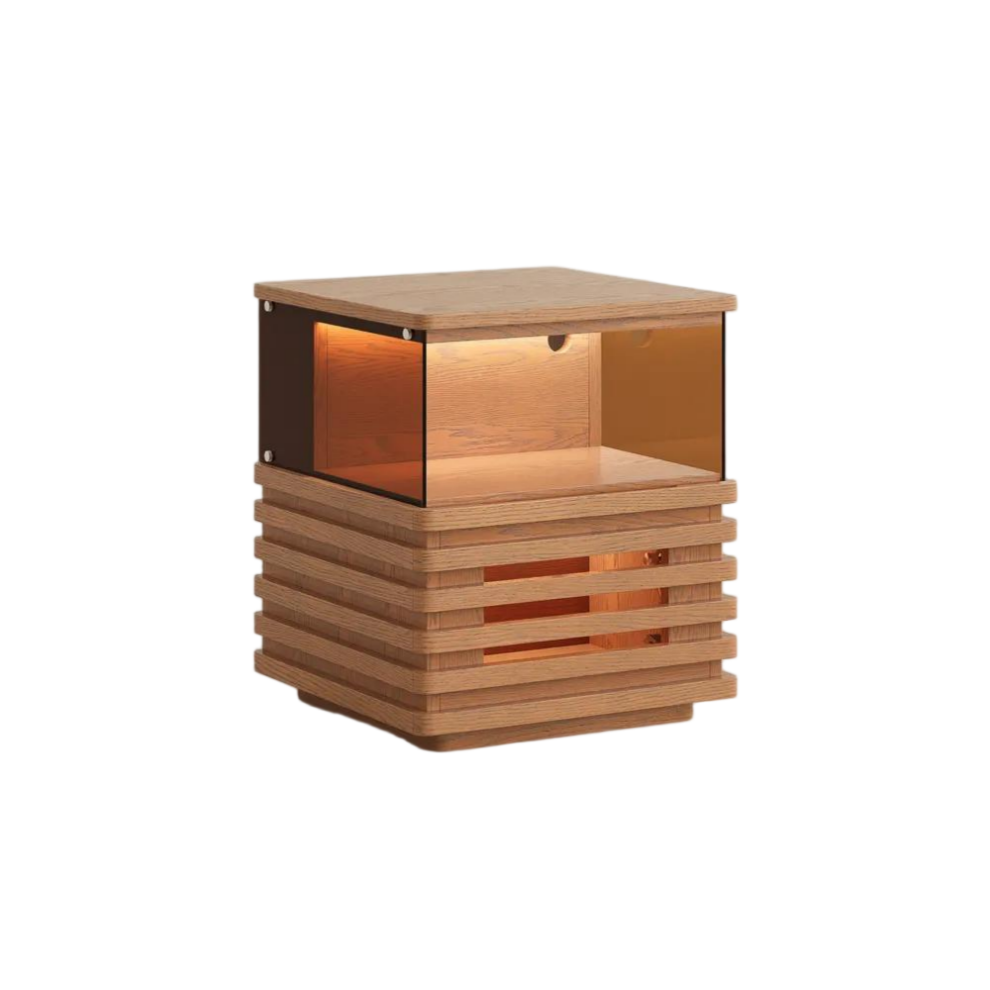 Slatted Side Table with LED Lights Slatted Side Table with LED Lights