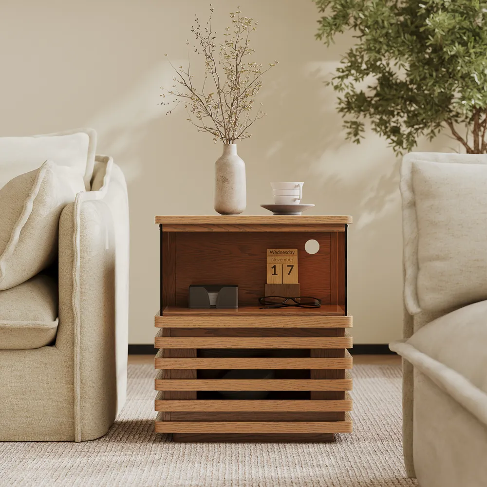 Slatted Side Table with LED Lights Slatted Side Table with LED Lights