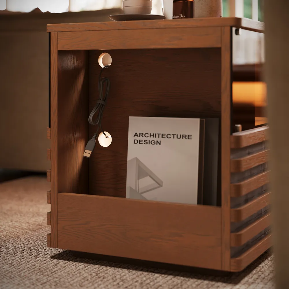 Slatted Side Table with LED Lights Slatted Side Table with LED Lights
