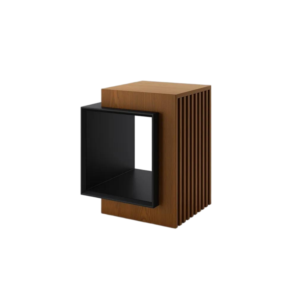 Modern Wood Side Table with Storage