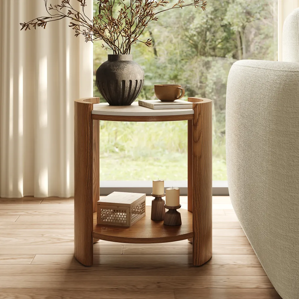 Round Matte Sintered Stone Side Table Round Matte Sintered Stone Side Table