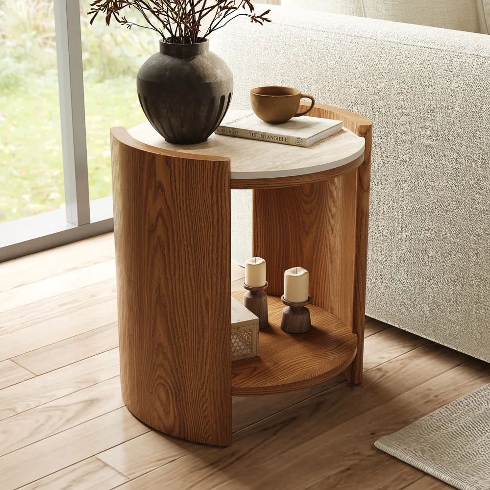 Round Matte Sintered Stone Side Table Round Matte Sintered Stone Side Table