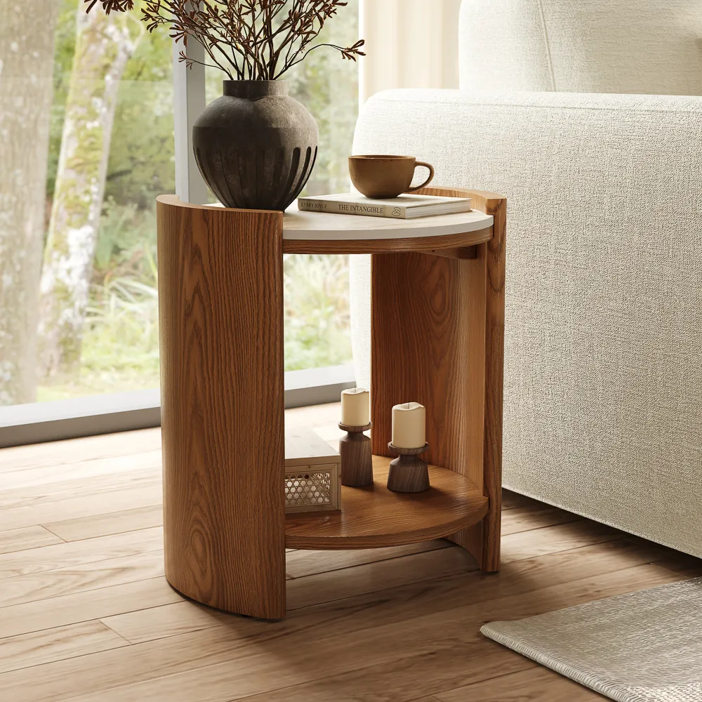 Round Matte Sintered Stone Side Table Round Matte Sintered Stone Side Table