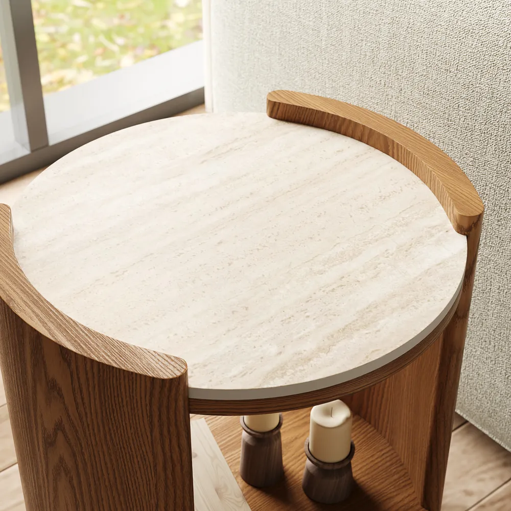 Round Matte Sintered Stone Side Table Round Matte Sintered Stone Side Table