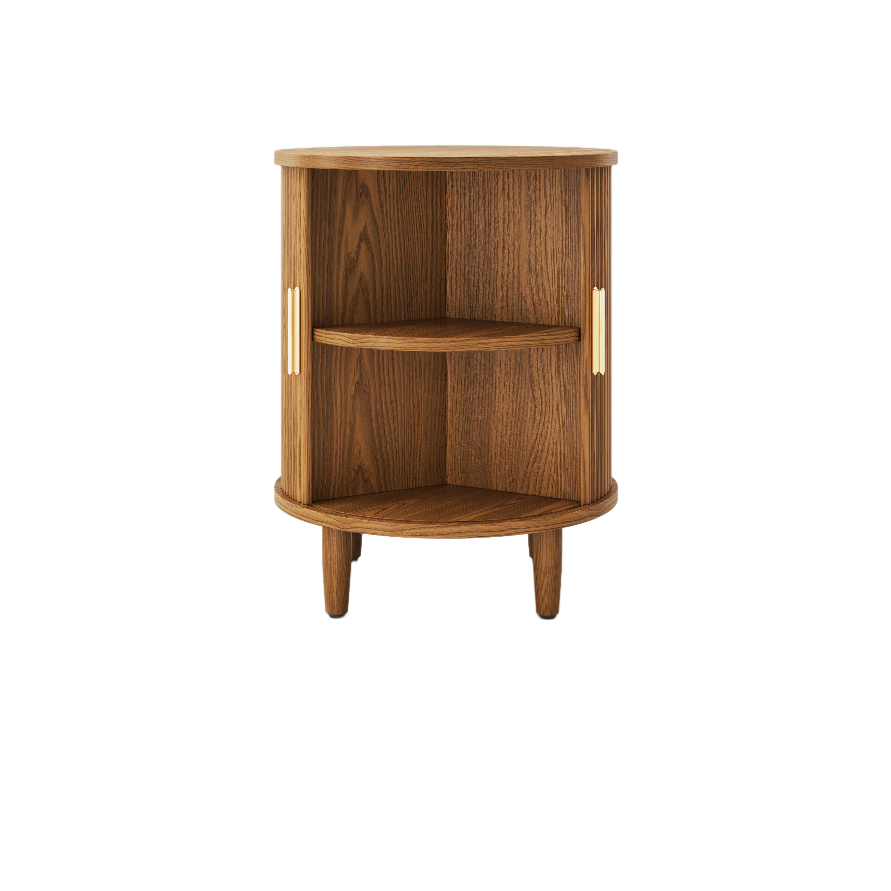 Modern Mid-Century Round Walnut Color Side Table Modern Mid-Century Round Walnut Color Side Table