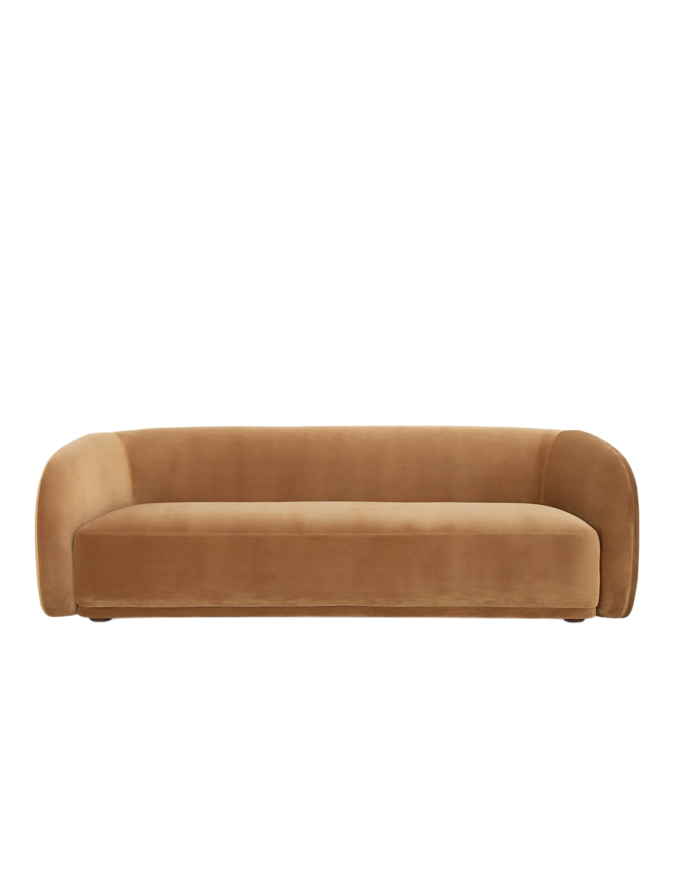 Three-Seater Orange Velvet Sofa Three-Seater Orange Velvet Sofa
