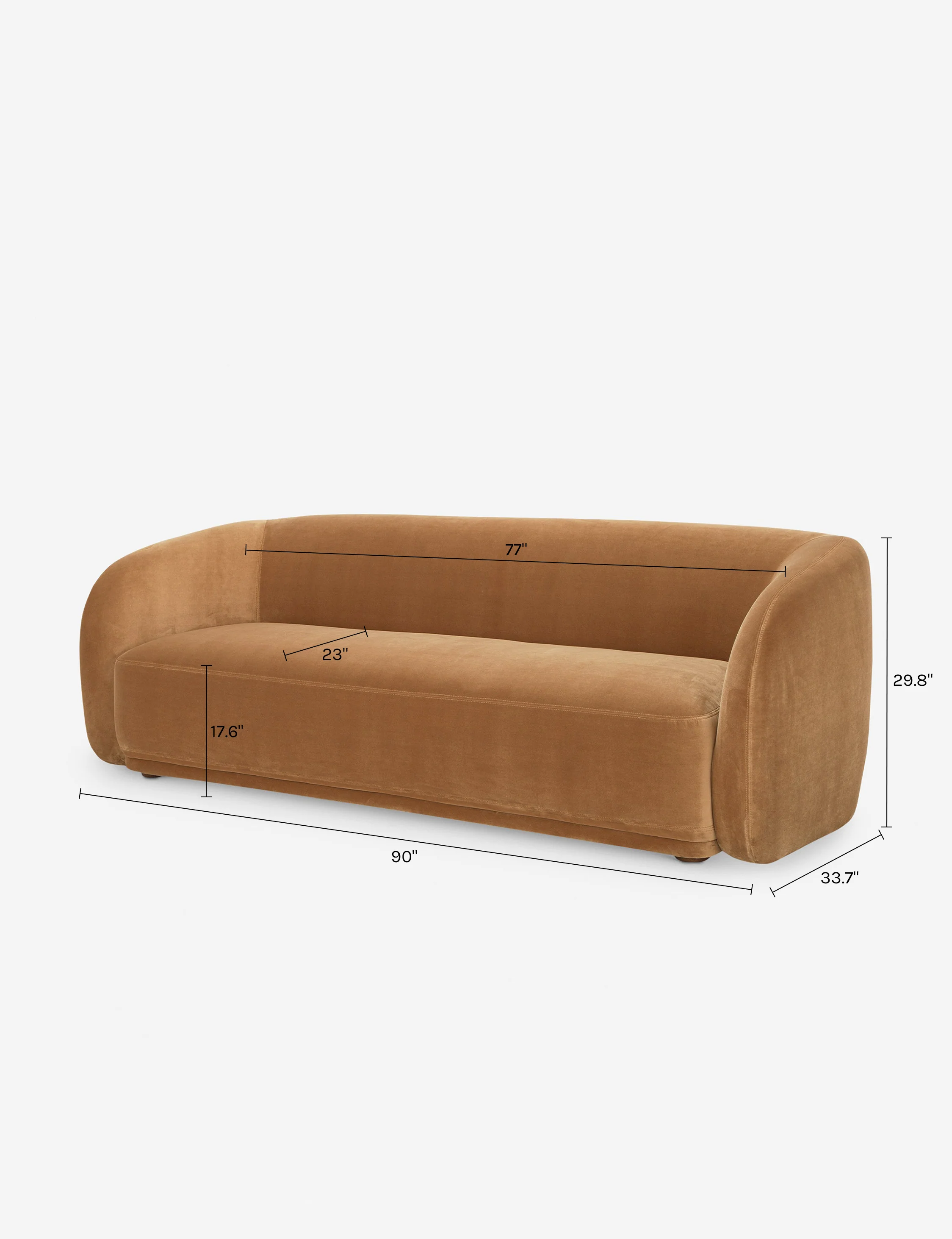Three-Seater Orange Velvet Sofa Three-Seater Orange Velvet Sofa