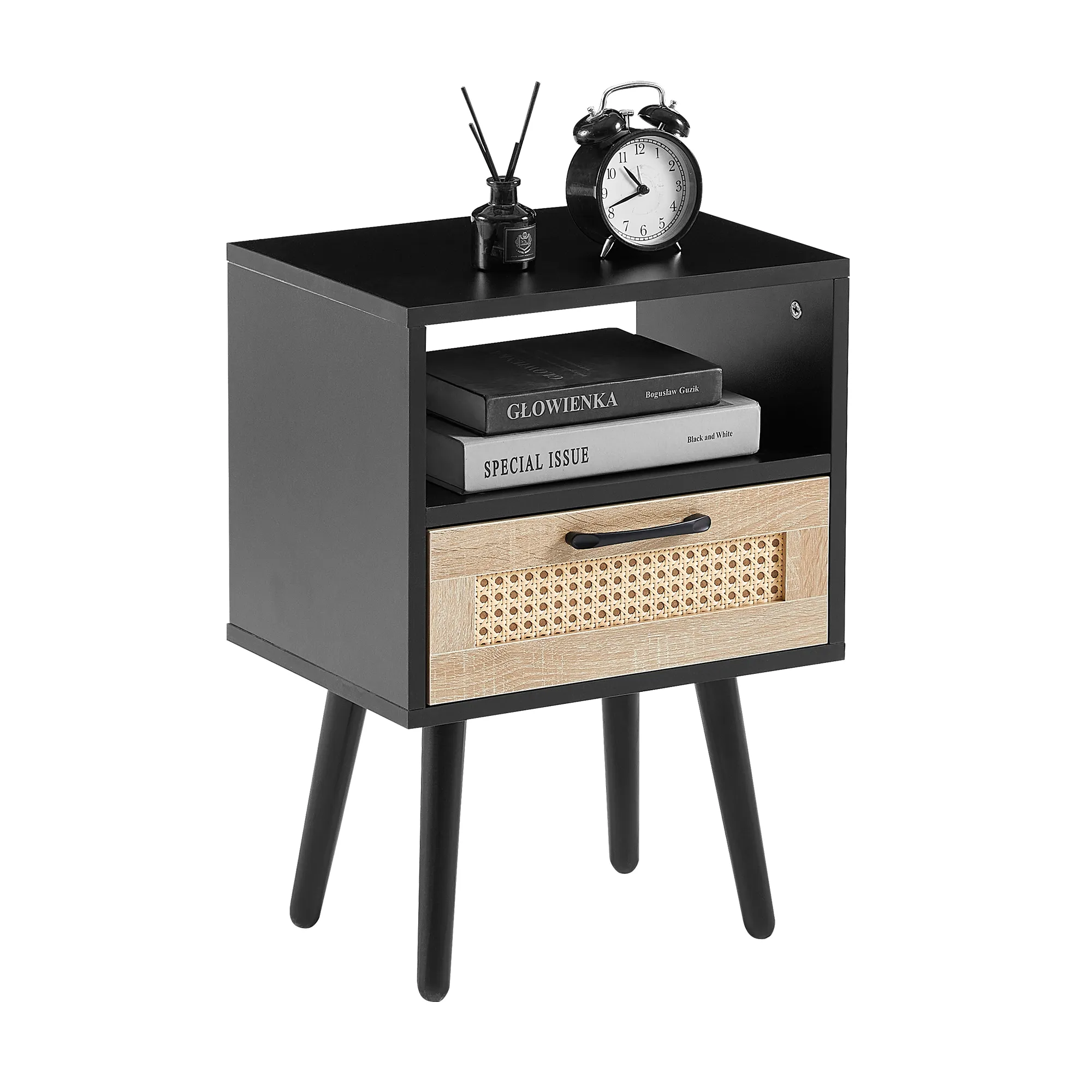 Modern Rattan Side Table with Storage Modern Rattan Side Table with Storage
